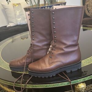 Walter Steiger Chocolate Brown Mid Calf Combat Boots Size 37